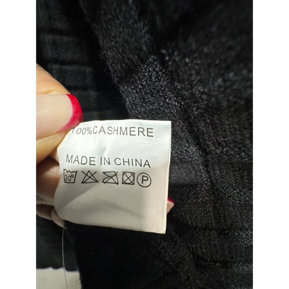 S.CHRISTINA Cashmere Black Long Hooded Cardigan Sweater Womens Size S/M Textured - Picture 4 of 4